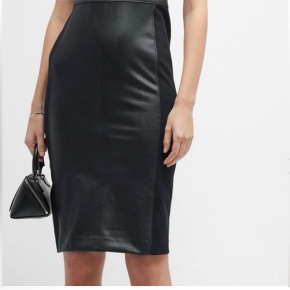 Spanx Leather Like Combo Fitted Sheath Dress - Picture 3 of 14